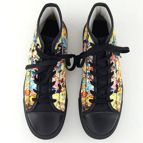 Women's High Top Lace Up Sneakers Disney Character Black Multi Print Size 7.5 - Picture 13 of 15
